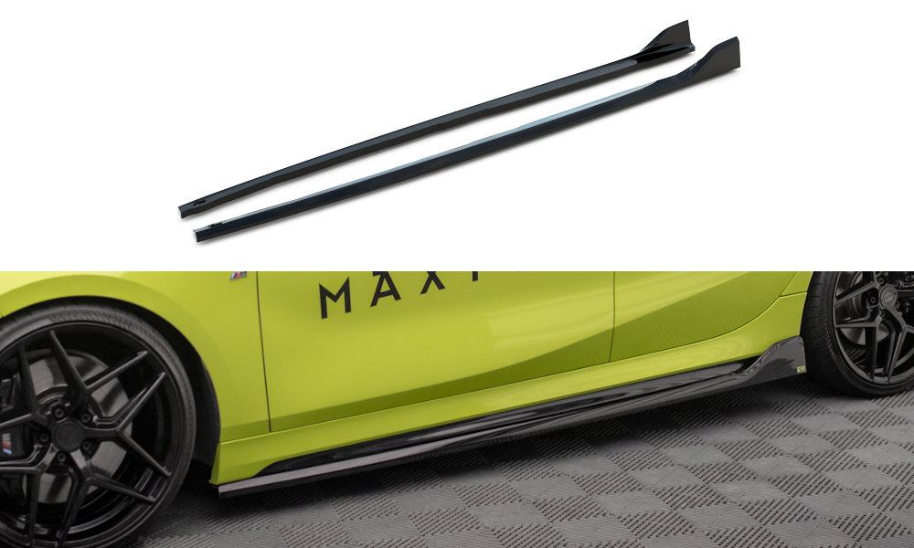Maxton Design Street+ Seitenschweller Leisten passend für V.5 BMW 1er M-Paket/ M135i / 128ti F40 schwarz Hochglanz