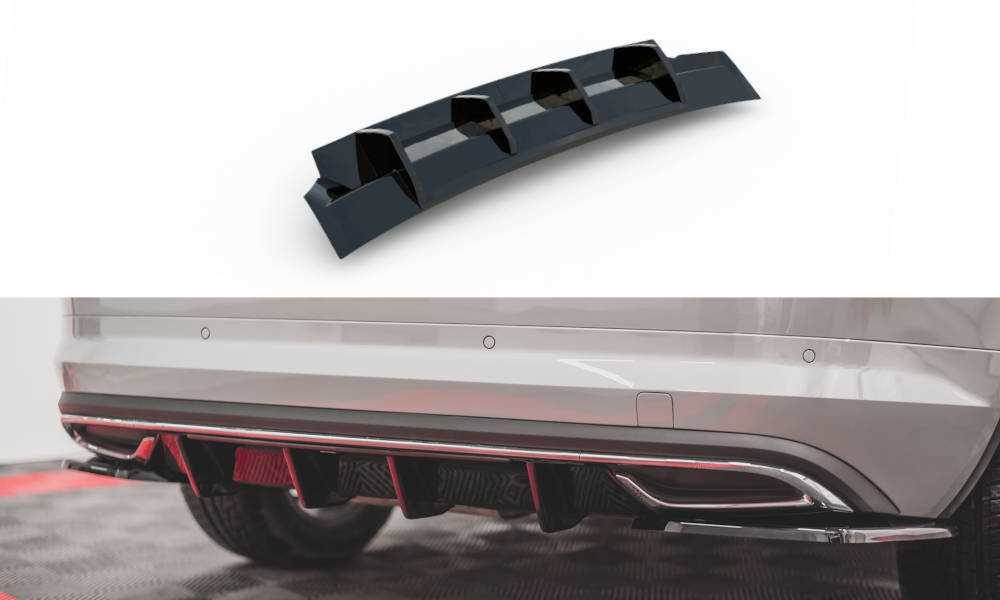 Maxton Design Diffusor Heck Ansatz passend für Skoda Kodiaq Sportline Mk1 / Mk1 Facelift schwarz Hochglanz