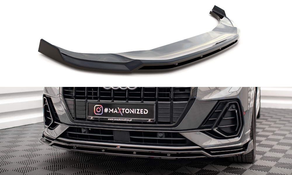 Maxton Design Street+ Spoilerlippe Front Ansatz V.4 passend für Audi Q3 Sportback / SUV S-Line F3 schwarz Hochglanz