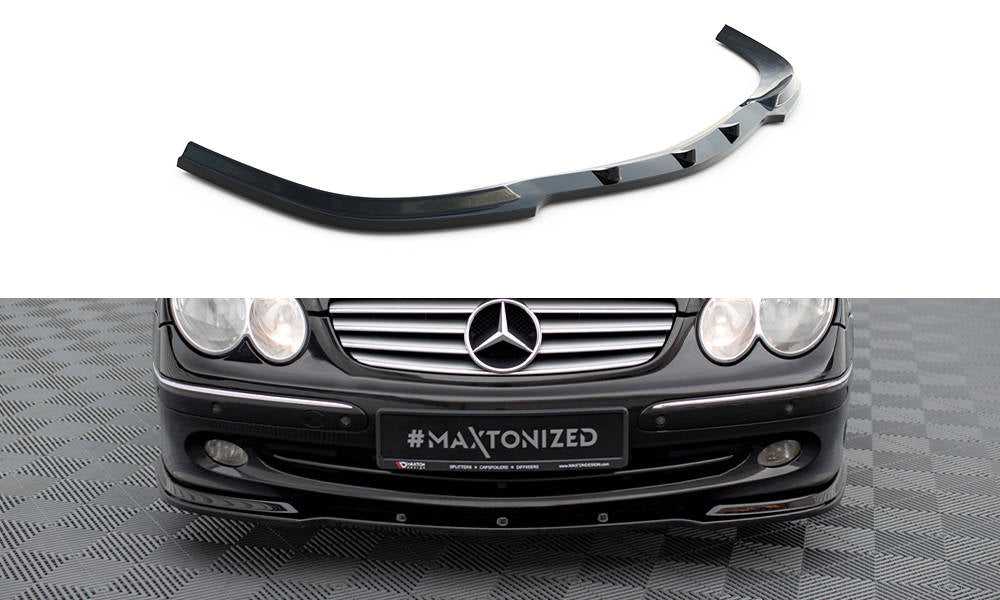 Maxton Design Street+ Spoilerlippe Front Ansatz V.1 passend für MERCEDES CLK W 209 FÜR STANDARD STOßSTANGE schwarz Hochglanz