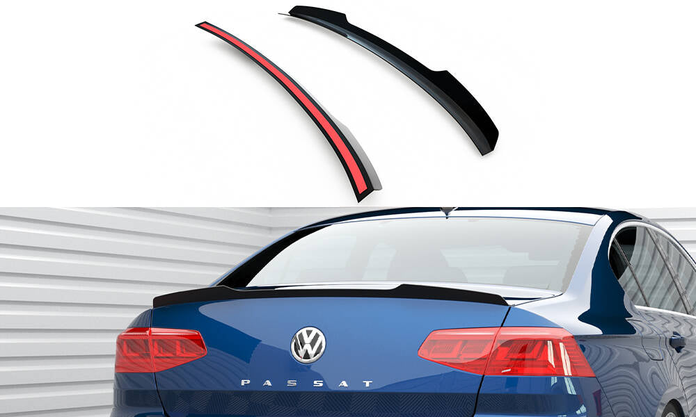 Maxton Design Spoiler CAP passend für VW Passat Limousine R-Line Mk8 schwarz Hochglanz