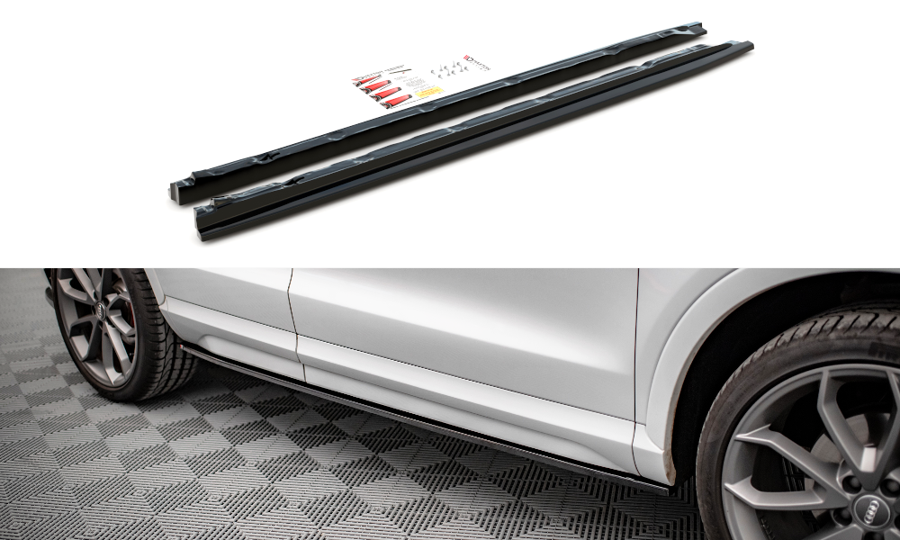 Maxton Design Street+ Seitenschweller Leisten passend für Audi Q3 Sport 8U Facelift schwarz Hochglanz