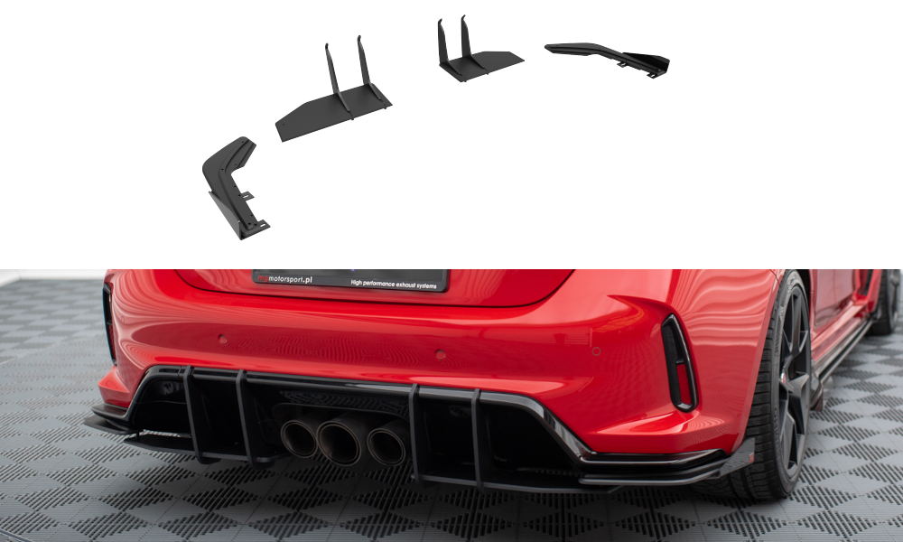 Maxton Design Street Pro Heck Ansatz Flaps Diffusor + Flaps passend für Honda Civic Type-R Mk 11 schwarz Hochglanz