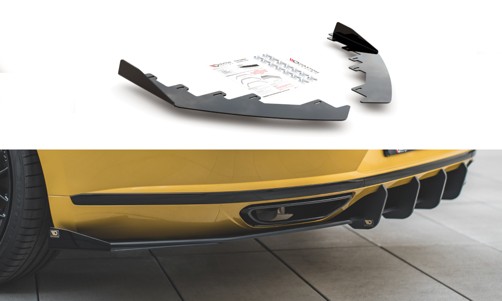 Maxton Design Hintere Seiten Flaps passend für VW Arteon R-Line Limousine / Shooting Brake Mk1 schwarz Hochglanz