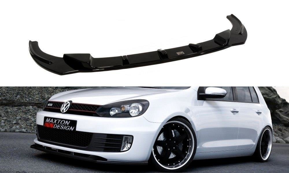 Maxton Design Street+ Spoilerlippe Front Ansatz passend für VW Golf GTI Mk6 schwarz Hochglanz
