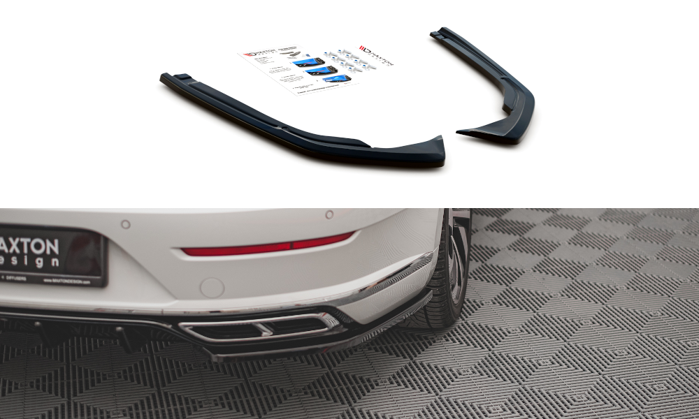 Maxton Design Heck Ansatz Flaps Diffusor passend für VW Arteon R-Line Limousine / Shooting Brake Mk1 Facelift schwarz Hochglanz