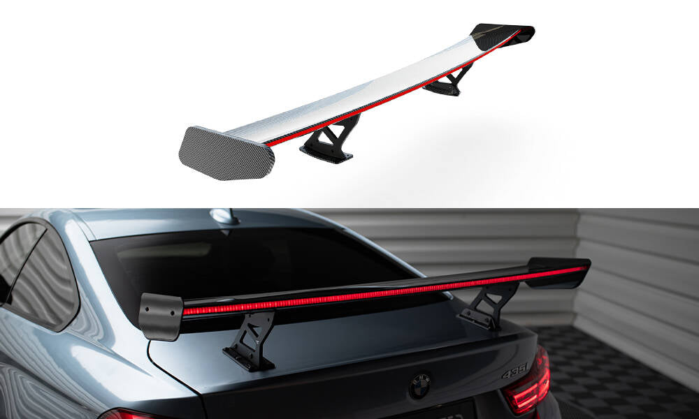 Maxton Design Carbon Spoiler With Internal Brackets Uprights + LED BMW 4er F32 / 4 F32 M-Paket Coupe für BMW 4er Coupe
