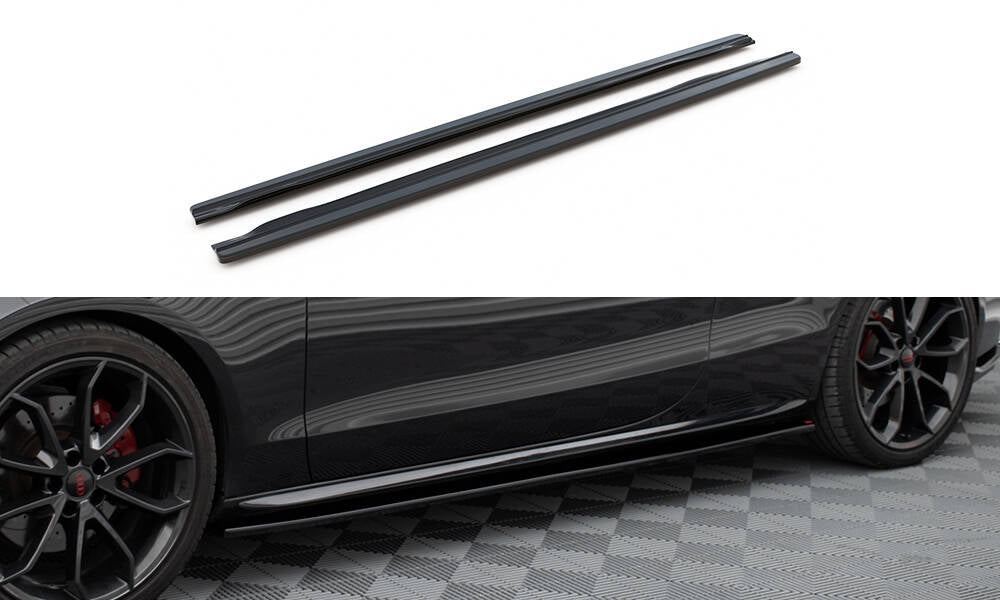 Maxton Design Street+ Seitenschweller Leisten passend für Audi S5 / A5 / A5 S-Line 8T / 8T FL schwarz Hochglanz