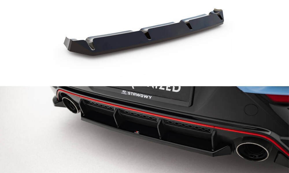 Maxton Design Mittlerer Diffusor Heck Ansatz passend für Hyundai Veloster N Mk2 schwarz Hochglanz