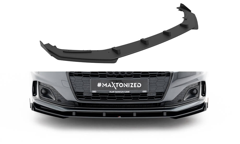 Maxton Design Street Pro Street+ Spoilerlippe Front Ansatz + Flaps passend für Audi A5 F5 Facelift schwarz Hochglanz