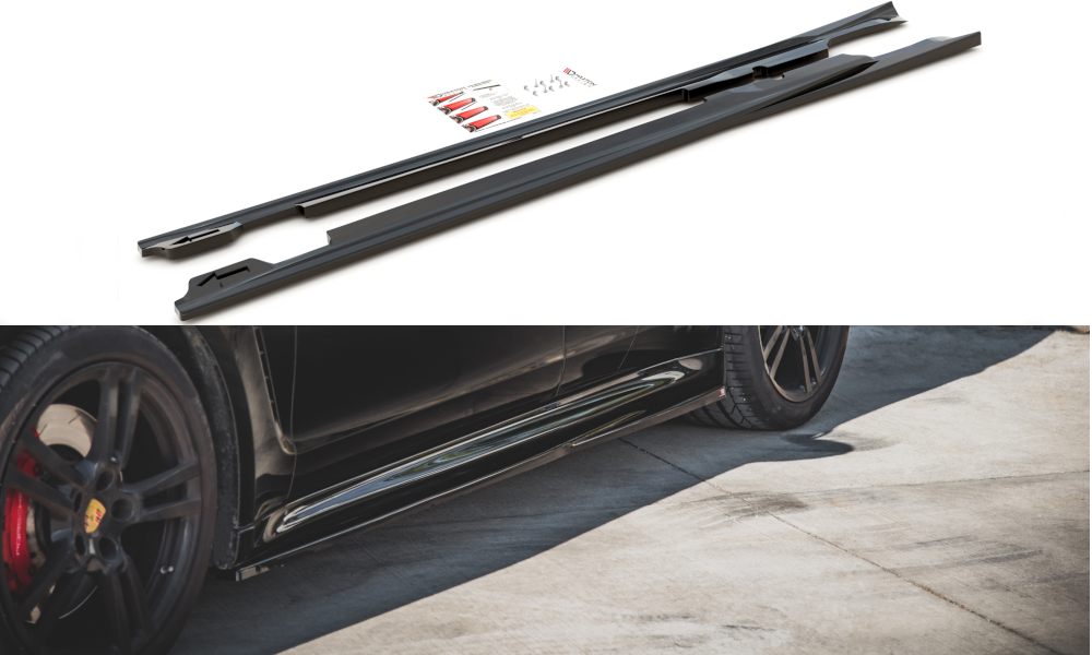 Maxton Design Street+ Seitenschweller Leisten passend für V.1 passend für Porsche Panamera Turbo 970 Facelift schwarz Hochglanz