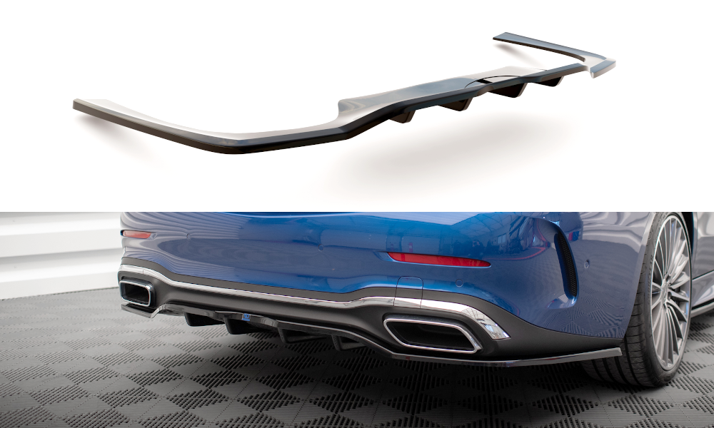 Maxton Design Street+ Mittlerer Diffusor RACE passend für Mercedes-Benz C AMG-Line W206 schwarz Hochglanz