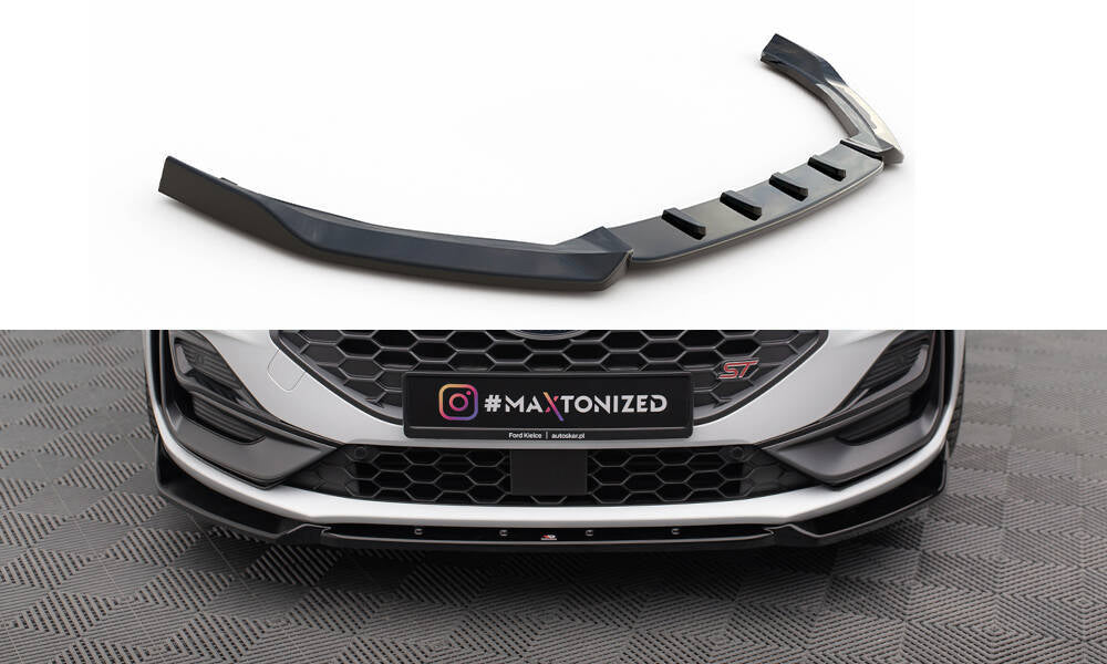 Maxton Design Street+ Spoilerlippe Front Ansatz V.7 passend für Ford Focus ST / ST-Line Mk4 Facelift schwarz Hochglanz