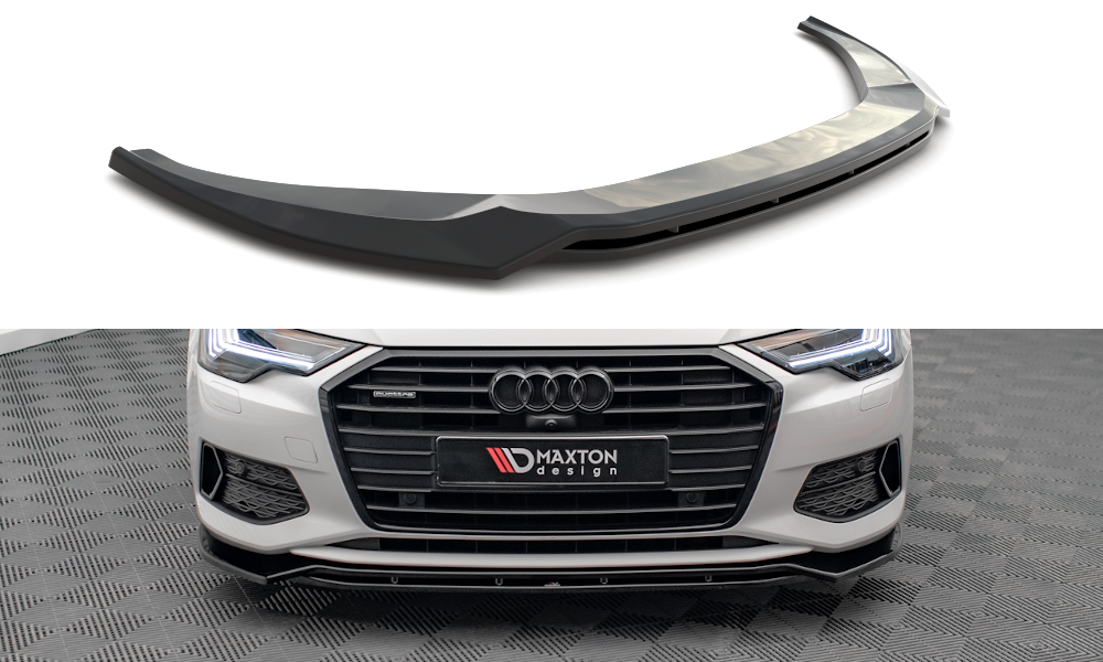 Maxton Design Street+ Spoilerlippe Front Ansatz V.3 passend für Audi A6 C8 schwarz Hochglanz
