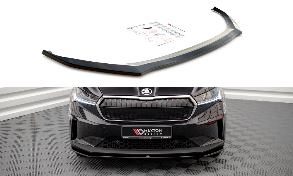 Maxton Design Street+ Spoilerlippe Front Ansatz V.1 passend für Skoda Enyaq iV schwarz Hochglanz