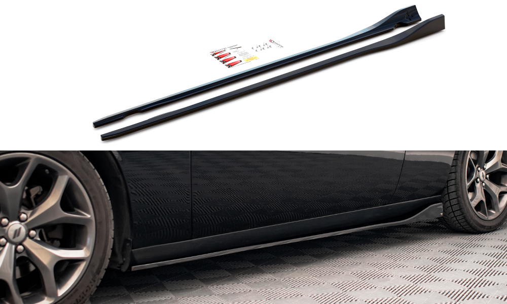 Maxton Design Street+ Seitenschweller Leisten passend für Dodge Challenger GT Mk3 Facelift schwarz Hochglanz