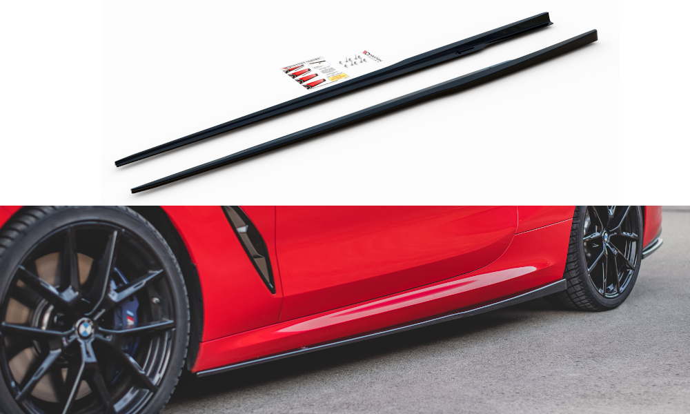 Maxton Design Street+ Seitenschweller Leisten passend für BMW 8 Coupe M-Paket G15 / M8 F92 schwarz Hochglanz