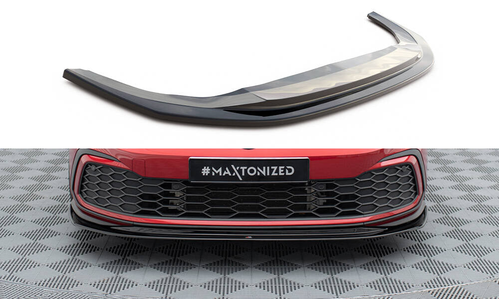 Maxton Design Street+ Spoilerlippe Front Ansatz V.5 passend für VW Golf GTI / GTE / GTD / R-Line Mk8 schwarz Hochglanz