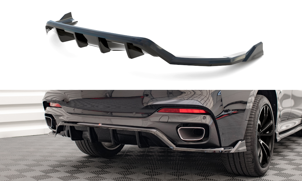Maxton Design Street+ Mittlerer Diffusor RACE passend für BMW X6 M-Paket F16 schwarz Hochglanz