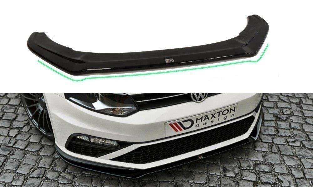 Maxton Design Street+ Spoilerlippe Front Ansatz V.2 passend für VW Polo GTI Mk5 Facelift schwarz Hochglanz