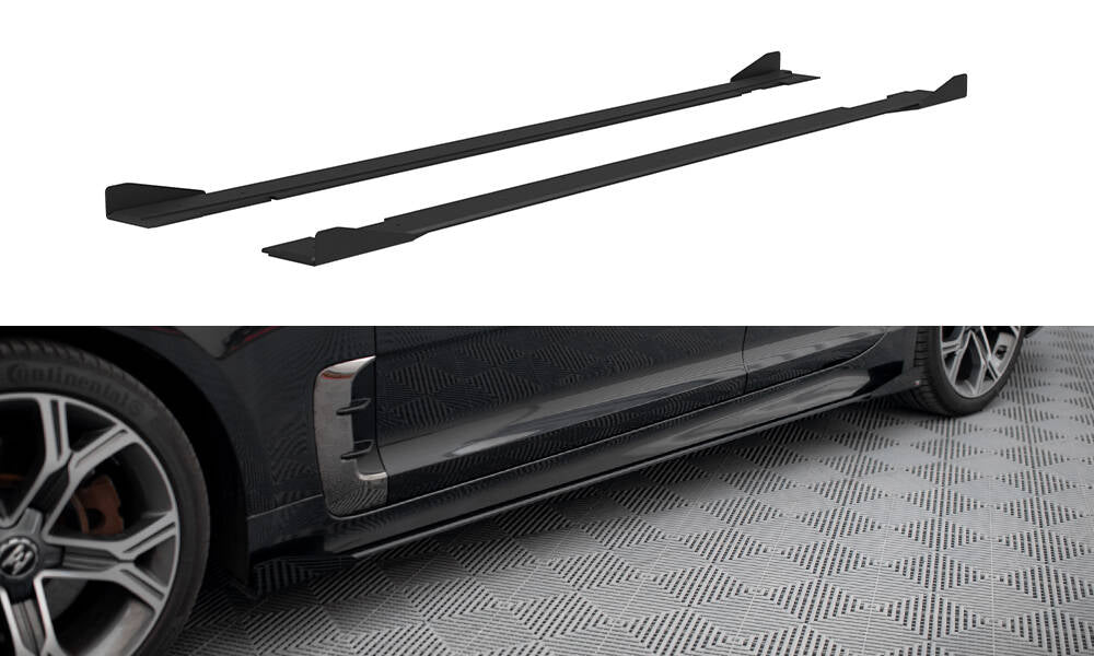 Maxton Design Street Pro Street+ Seitenschweller Leisten + Flaps passend für Kia Stinger GT / GT-Line / Standard Mk1 schwarz Hochglanz