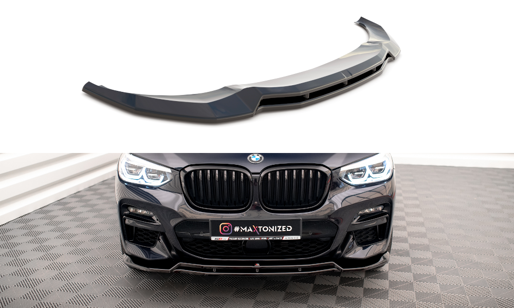 Maxton Design Street+ Spoilerlippe Front Ansatz V.1 passend für BMW X3 M40d / M40i / M-Paket G01 schwarz Hochglanz