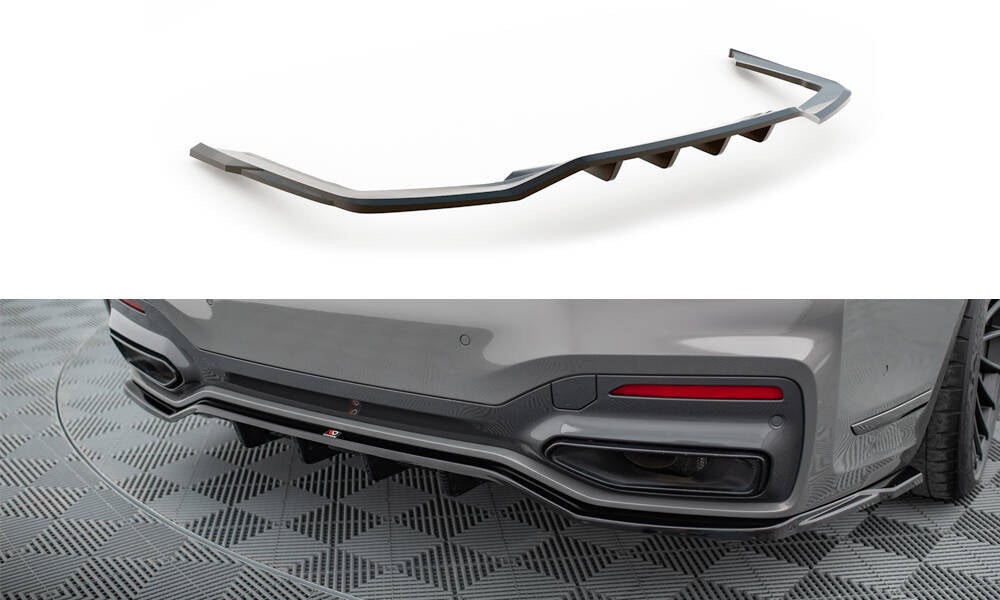 Maxton Design Street+ Mittlerer Diffusor RACE V.2 passend für BMW 7 M-Paket G11 / G12 Facelift schwarz Hochglanz