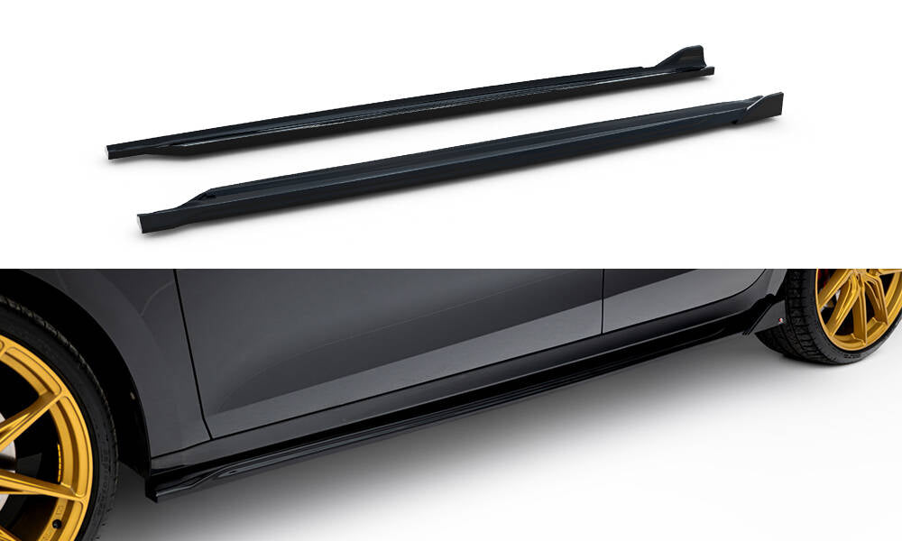 Maxton Design Street+ Seitenschweller Leisten passend für V.4 Skoda Octavia RS Liftback / Combi Mk4 schwarz Hochglanz