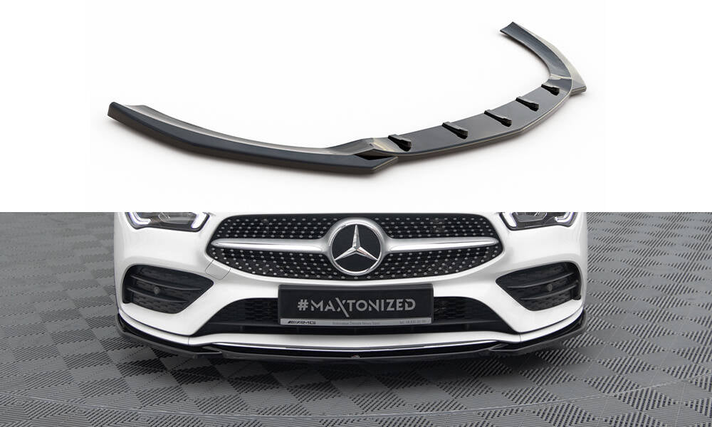 Maxton Design Street+ Spoilerlippe Front Ansatz V.1 passend für Mercedes-Benz CLA A35 AMG / AMG-Line C118 schwarz Hochglanz