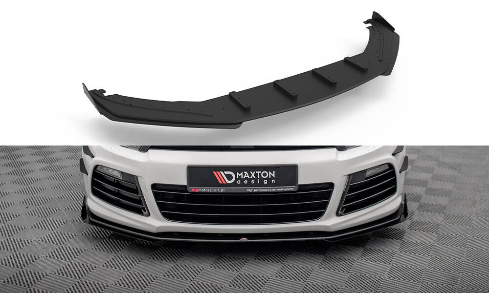 Maxton Design Street Pro Street+ Spoilerlippe Front Ansatz + Flaps passend für VW Scirocco R Mk3 schwarz Hochglanz