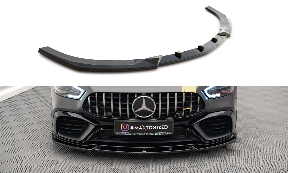 Maxton Design Street+ Spoilerlippe Front Ansatz V.3 passend für Mercedes-AMG GT 63S 4 Door Coupe Aero X290 schwarz Hochglanz