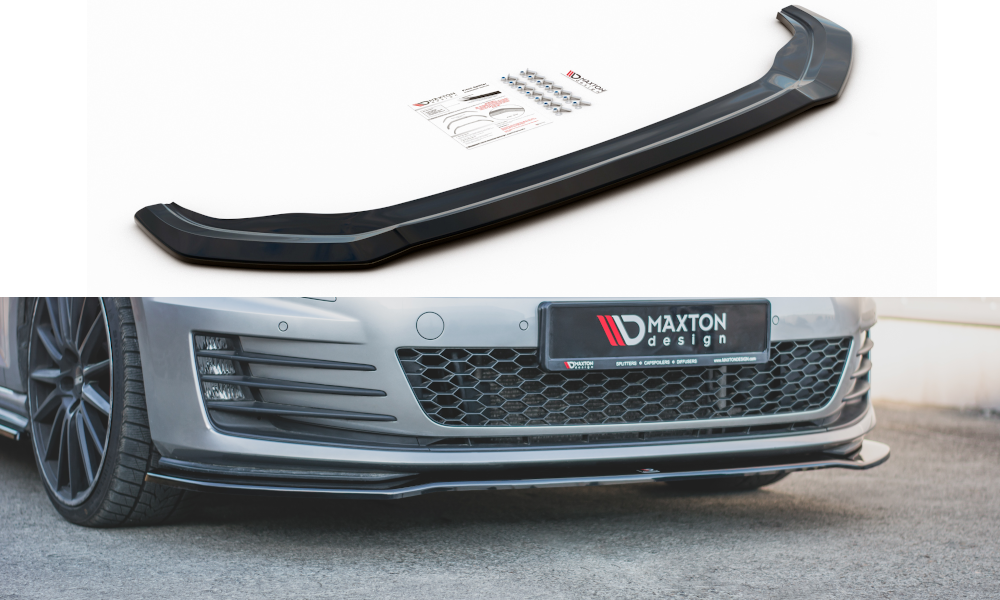 Maxton Design Street+ Spoilerlippe Front Ansatz V.2 passend für VW Golf GTI / GTD Mk7 schwarz Hochglanz