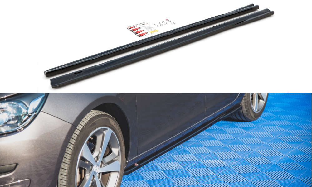 Maxton Design Street+ Seitenschweller Leisten passend für Peugeot 308 SW Mk2 schwarz Hochglanz