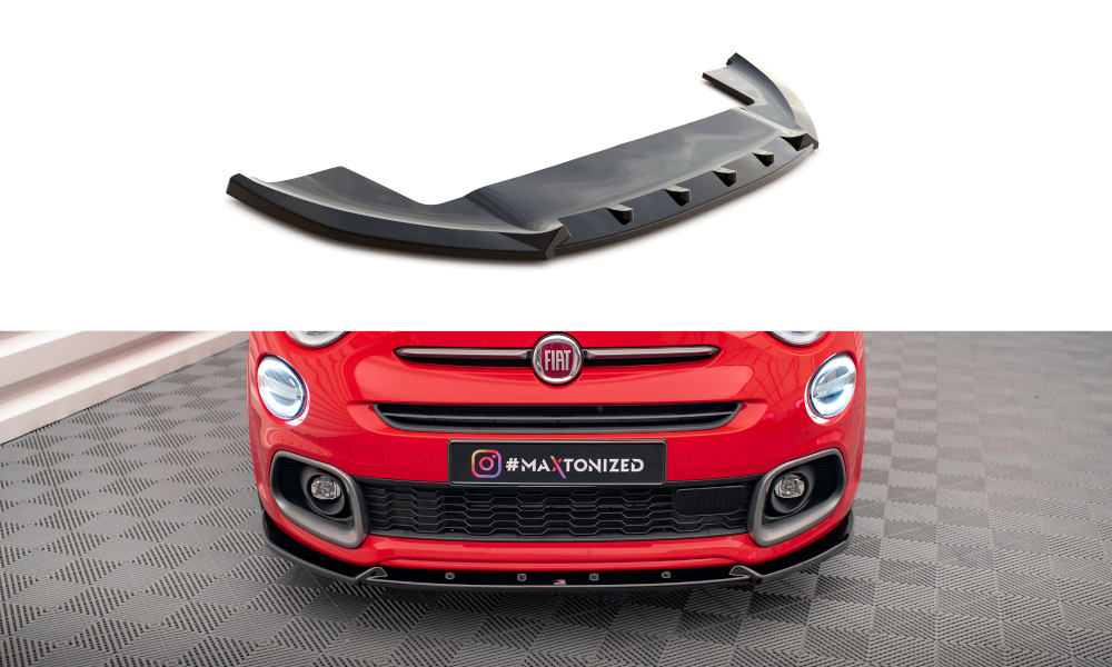 Maxton Design Street+ Spoilerlippe Front Ansatz passend für Fiat 500X Sport Mk1 Facelift schwarz Hochglanz