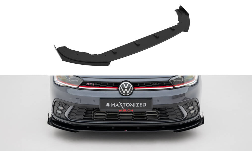 Maxton Design Street Pro Street+ Spoilerlippe Front Ansatz passend für + Flaps passend für VW Golf GTI / GTE / R-Line Mk8 Facelift schwarz Hochglanz