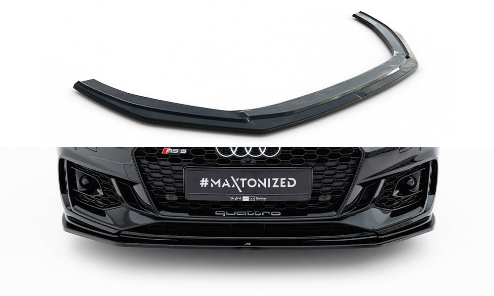 Maxton Design Street+ Spoilerlippe Front Ansatz V.2 passend für Audi RS5 Coupe / Sportback F5 schwarz Hochglanz