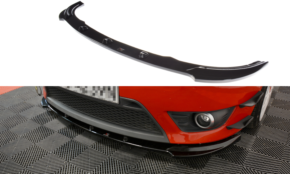 Maxton Design Street+ Spoilerlippe Front Ansatz V.1 passend für Ford Fiesta ST Mk6 schwarz Hochglanz