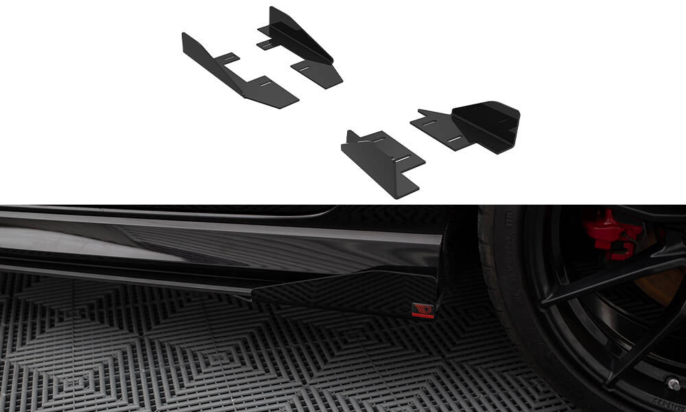 Maxton Design Seitenschweller Flaps passend für Audi RS3 Limousine 8V Facelift schwarz Hochglanz