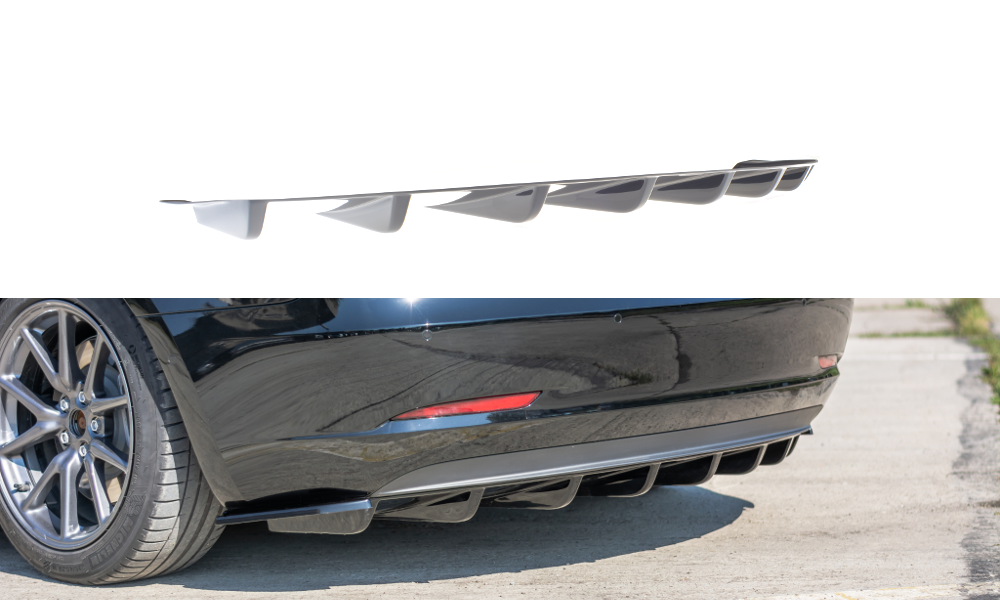 Maxton Design Diffusor Heck Ansatz passend für Tesla Model 3 schwarz Hochglanz
