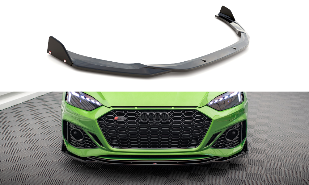 Maxton Design Street+ Spoilerlippe Front Ansatz V.1 + Flaps passend für Audi RS5 F5 Facelift