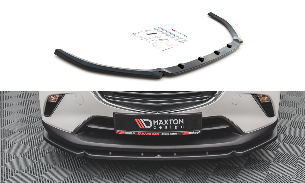 Maxton Design Street+ Spoilerlippe Front Ansatz V.2 passend für Mazda CX-3 schwarz Hochglanz