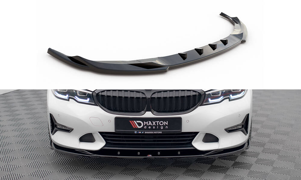 Maxton Design Street+ Spoilerlippe Front Ansatz V.2 passend für BMW 3er Sport Line G20 / G21 schwarz Hochglanz