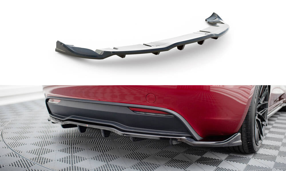 Maxton Design Street+ Mittlerer Diffusor RACE passend für V.1 Tesla Model 3 Project HighlandFacelift schwarz Hochglanz
