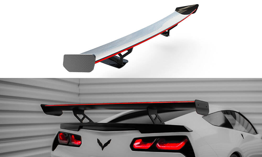 Maxton Design Carbon Spoiler With Internal Brackets Uprights + LED Chevrolet Corvette Stingray / Grand Sport C7 für Chevrolet Corvette C7