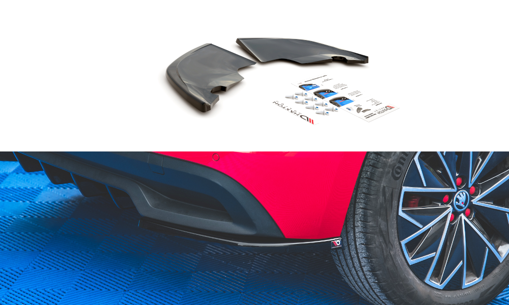 Maxton Design Heck Ansatz Flaps Diffusor passend für Skoda Kamiq Mk1 schwarz Hochglanz