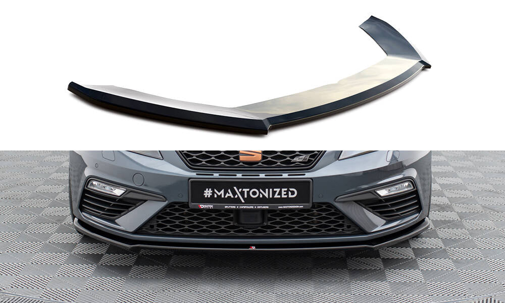 Maxton Design Street+ Spoilerlippe Front Ansatz V.4 passend für Seat Leon Cupra / FR Mk3 FL schwarz Hochglanz