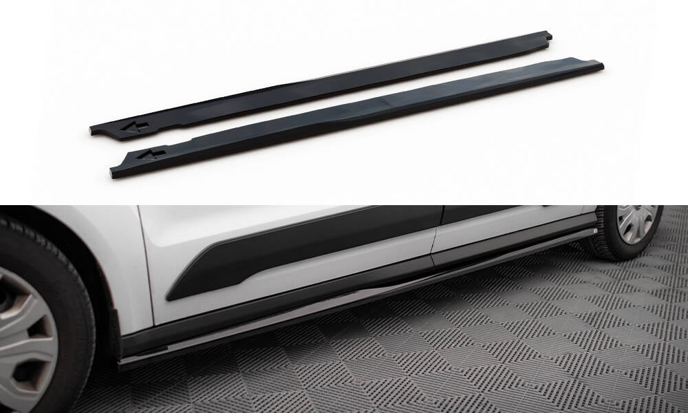 Maxton Design Street+ Seitenschweller Leisten passend für Ford Transit Connect L2 Mk2 Facelift schwarz Hochglanz