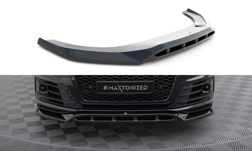 Maxton Design Street+ Spoilerlippe Front Ansatz V.2 passend für Audi SQ7 / Q7 S-Line Mk2 schwarz Hochglanz