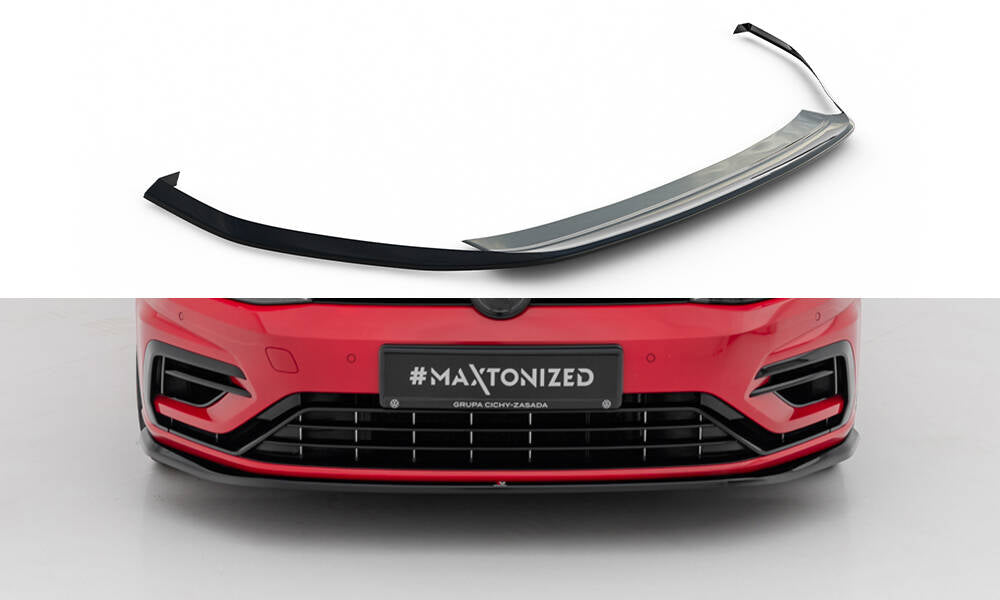 Maxton Design Street+ Spoilerlippe Front Ansatz V.7 passend für VW Golf R / R-Line Mk7 Facelift schwarz Hochglanz