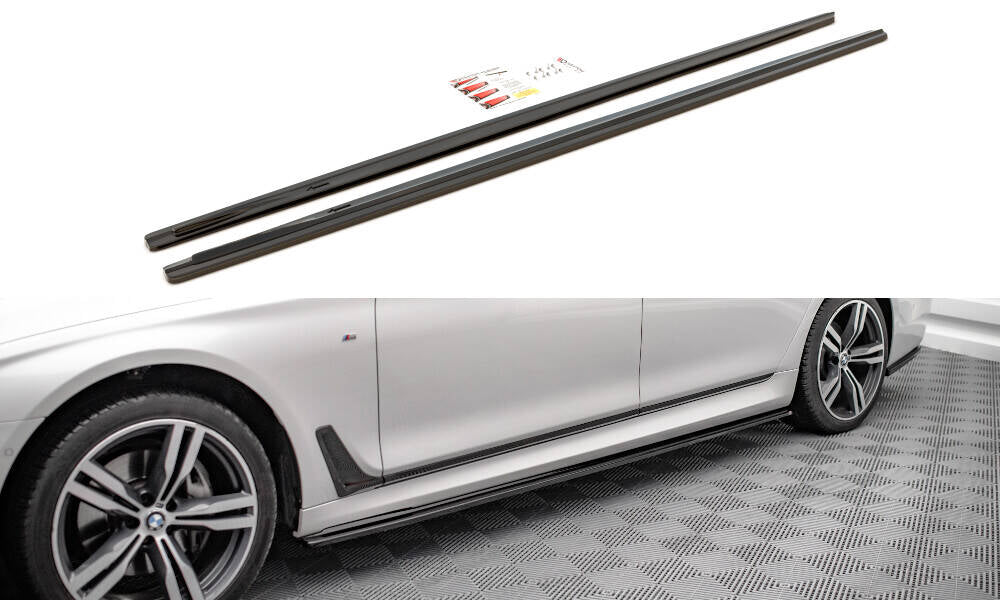 Maxton Design Street+ Seitenschweller Leisten passend für V.1 passend für BMW 7 Lang M-Paket G12 schwarz Hochglanz